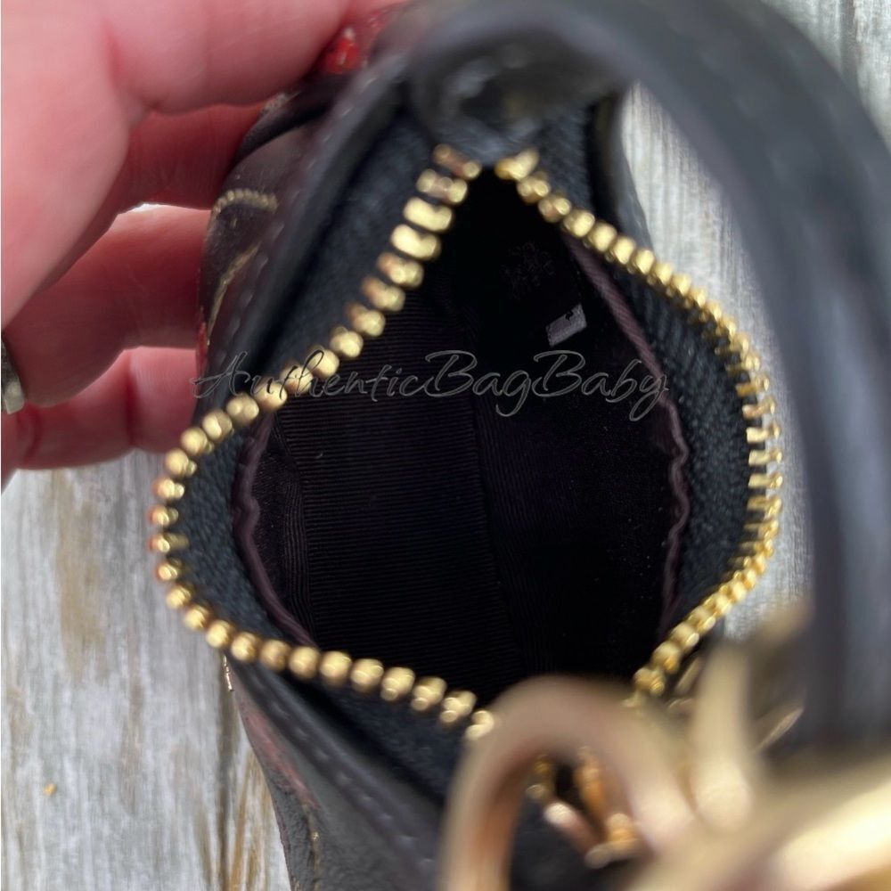Coach Mini Carmen Bag Charm Black Cherries Leather Purse - Picture 6 of 7